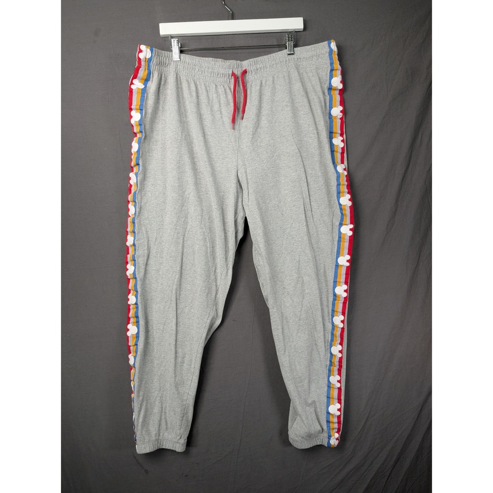 Disney Mickey Mouse Rainbow Side Stripe Jogger Pants Gray Mens 2XL
